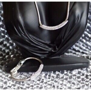 Brighton Meridian Blaze Collar Necklace & Bracelet Set Silver Tone Chain Crystal